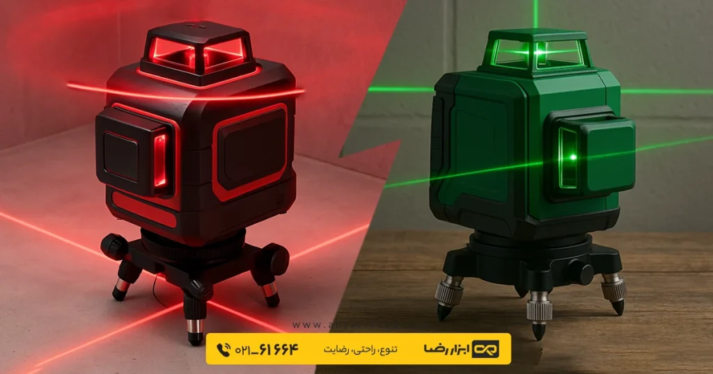 تراز لیزری 360 درجه نور سبز و نور قرمز