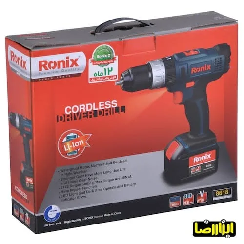 دریل پیچ گوشتی چکشی شارژی رونیکس 18 ولت مدل 8618