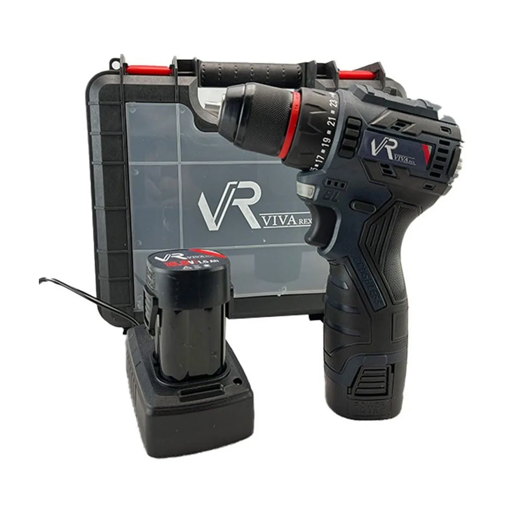 دریل پیچ گوشتی شارژی براشلس ویوارکس 16 ولت مدل VR1682V-BL دو باتری