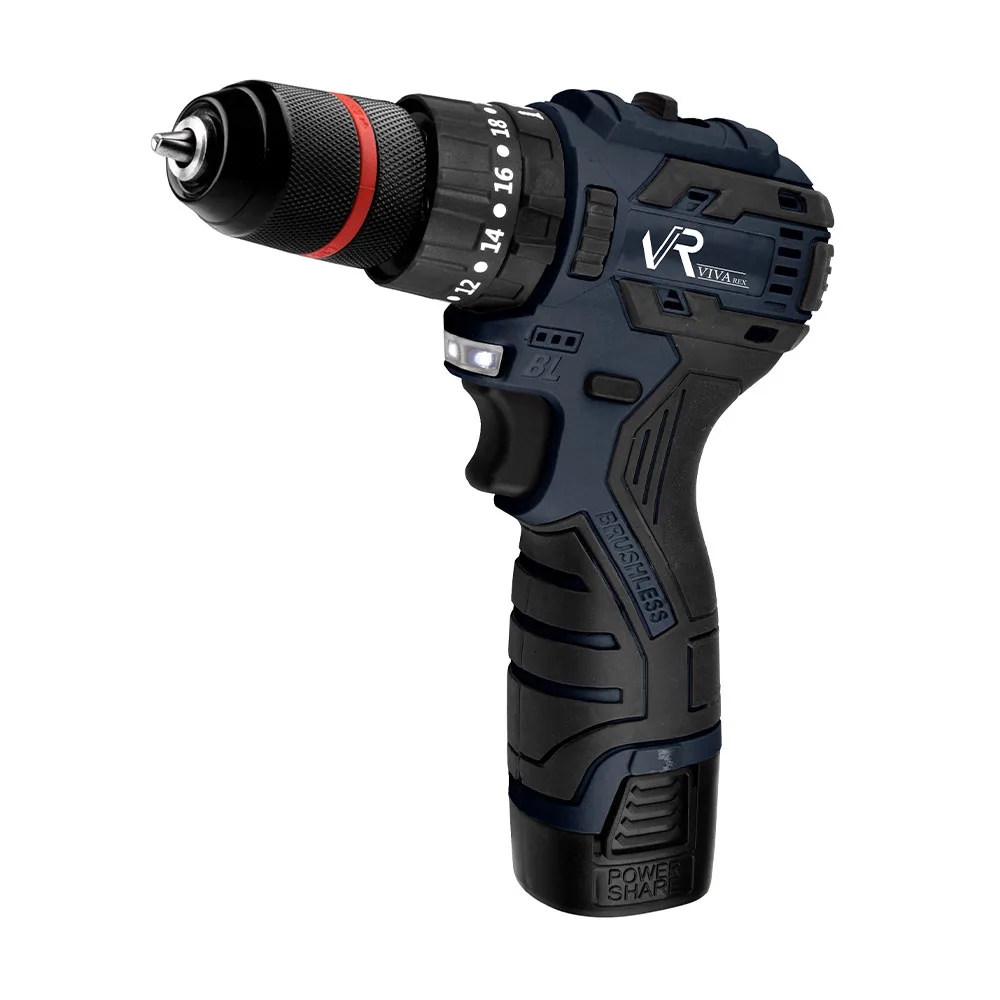 دریل پیچ گوشتی شارژی براشلس ویوارکس 16 ولت مدل VR1682V-BL دو باتری