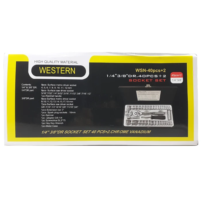 جعبه بکس وسترن 40 پارچه درایو 1/4 و 3/8 اینچ