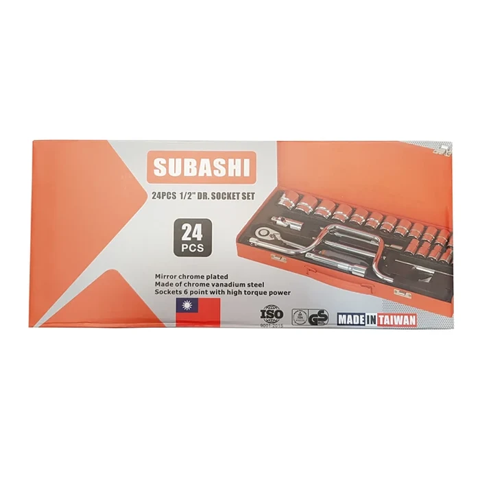 جعبه بکس سوباشی 24 پارچه درایو 1/2 اینچ تایوانی