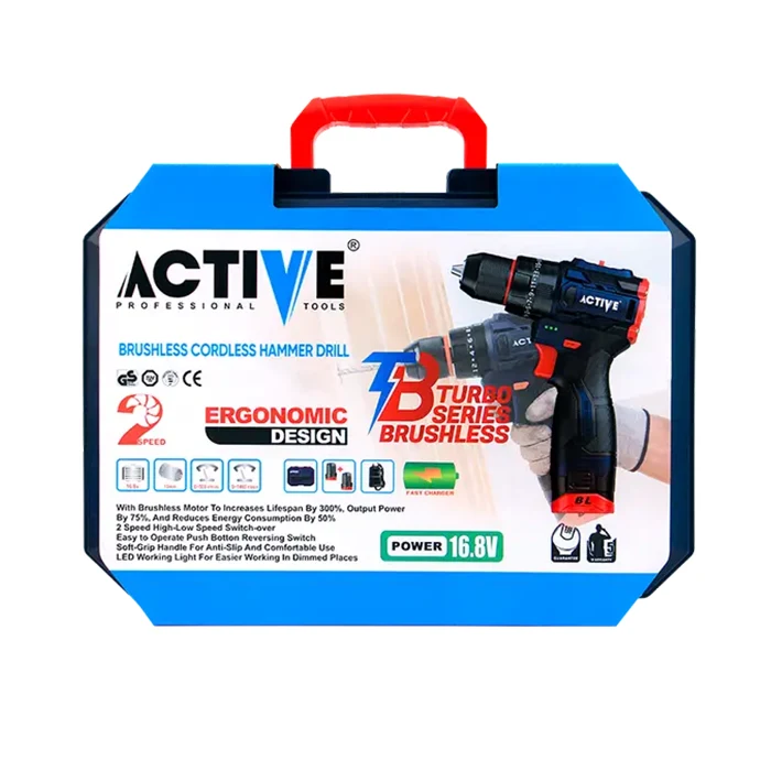 دریل پیچ گوشتی چکشی شارژی براشلس اکتیو 16.8 ولت مدل AC-3216BL