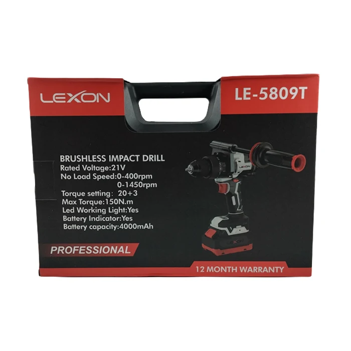 دریل چکشی شارژی براشلس لکسون 21 ولت دو باتری مدل LE-5809T